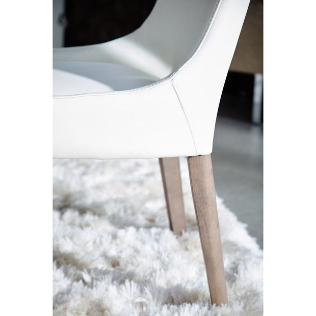 Essentials For Living Aurora Dining Chair~ Alabaster Top Grain Leather With Natural Gray Frame