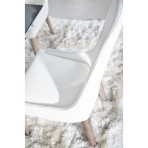 Essentials For Living Aurora Dining Chair~ Alabaster Top Grain Leather With Natural Gray Frame