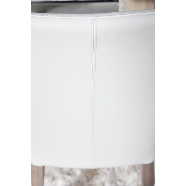 Essentials For Living Aurora Dining Chair~ Alabaster Top Grain Leather With Natural Gray Frame