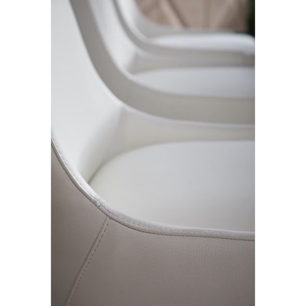 Essentials For Living Aurora Dining Chair~ Alabaster Top Grain Leather With Natural Gray Frame