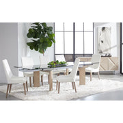 Essentials For Living Aurora Dining Chair~ Alabaster Top Grain Leather With Natural Gray Frame