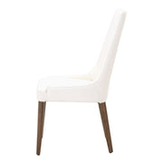 Essentials For Living Aurora Dining Chair ~ Alabaster Top Grain Leather With Walnut Frame