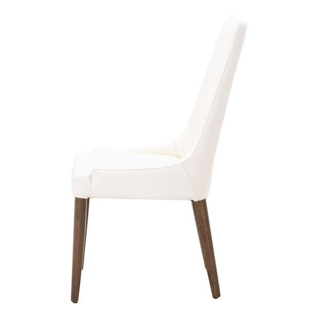 Essentials For Living Aurora Dining Chair ~ Alabaster Top Grain Leather With Walnut Frame