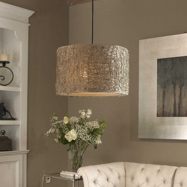 Uttermost Knotted Rattan Shade Pendant Light