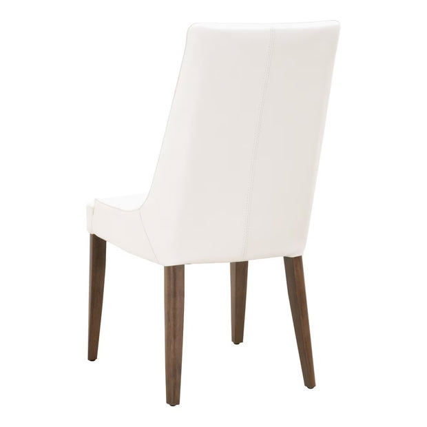 Essentials For Living Aurora Dining Chair ~ Alabaster Top Grain Leather With Walnut Frame