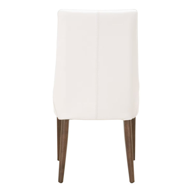 Essentials For Living Aurora Dining Chair ~ Alabaster Top Grain Leather With Walnut Frame