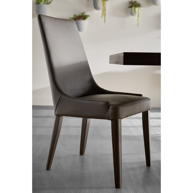 Essentials For Living Aurora Dining Chair ~ Dark Umber Top Grain Leather With Dark Wenge Frame