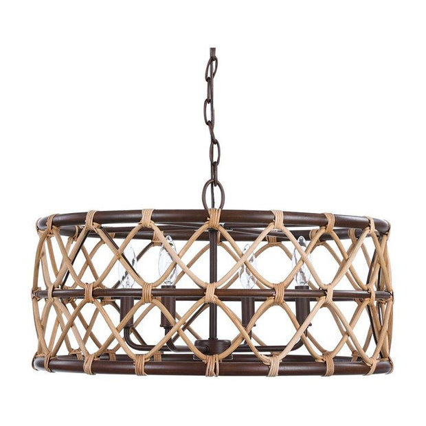 Uttermost Hilo Natural Rattan With Oil Rubbed Bronze Accents 4 Light Pendant