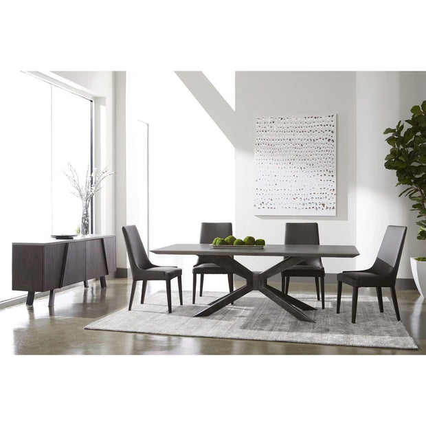 Essentials For Living Aurora Dining Chair ~ Dark Umber Top Grain Leather With Dark Wenge Frame