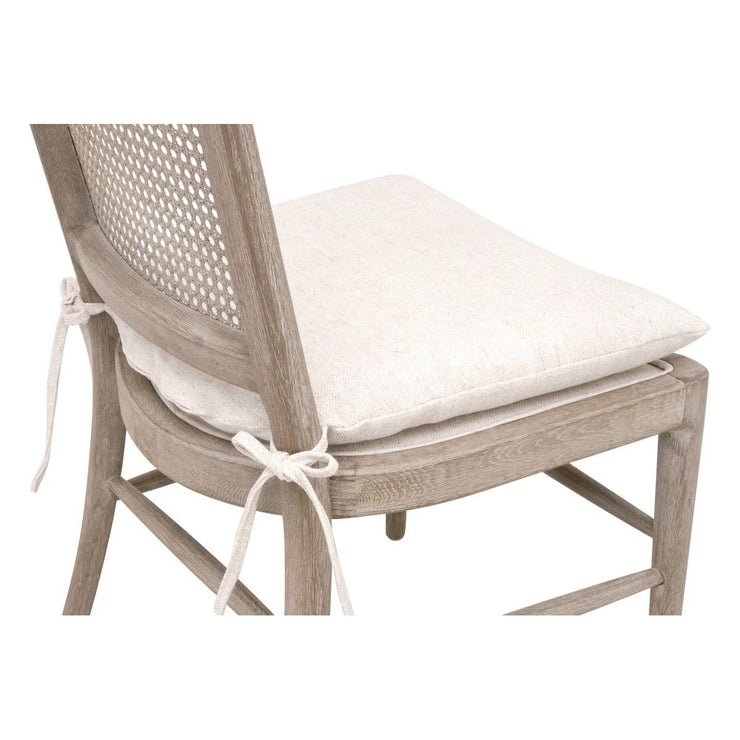 Essentials For Living Blume Dining Chair ~ Performance Textured Cream Linen With Natural Gray Oak & Cane Frame