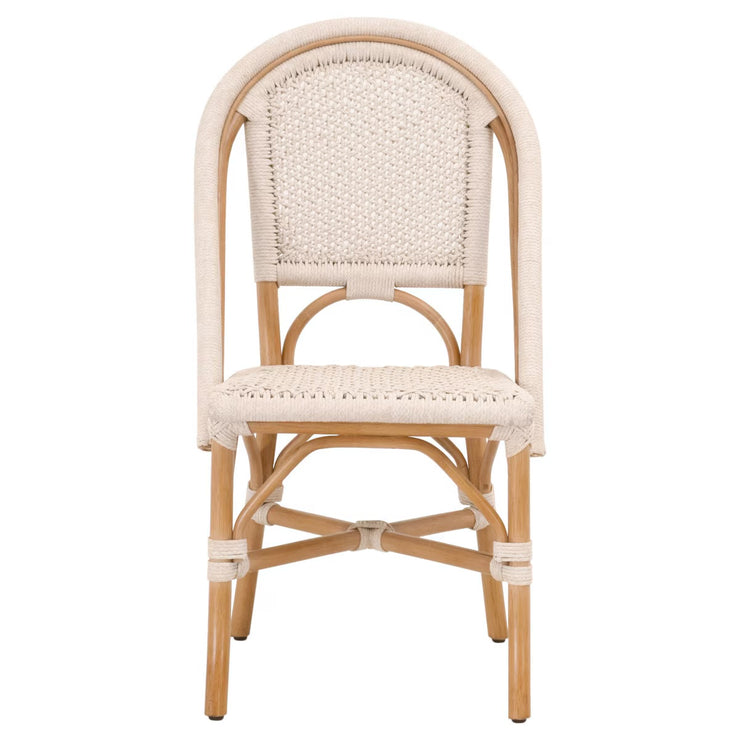 Essentials For Living Brisas Dining Chair ~ Natural & White Flat Rope With Natural Rattan Frame
