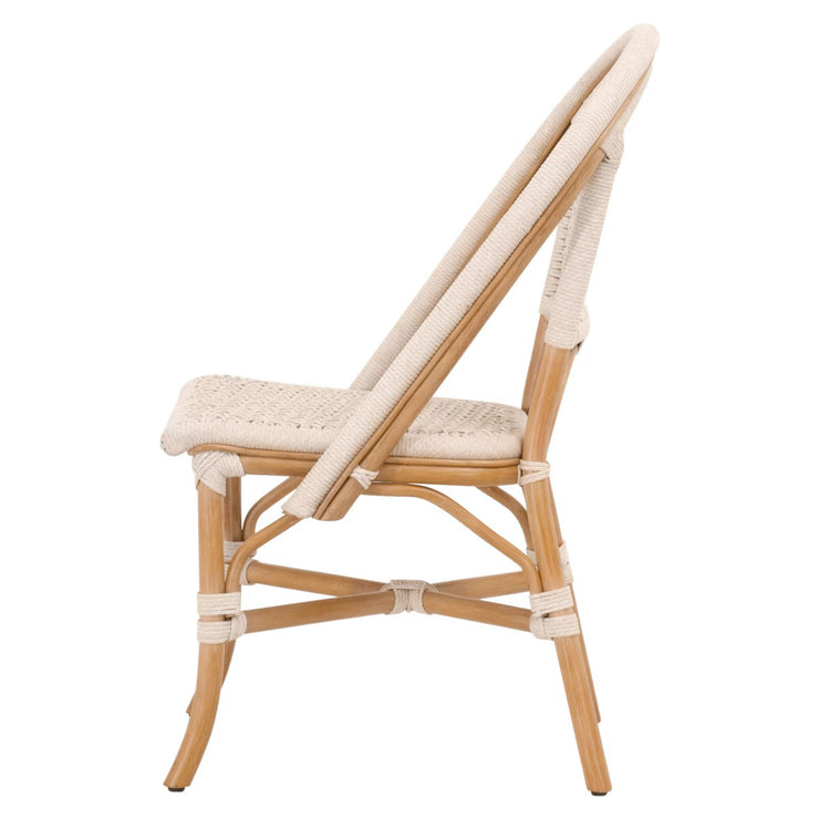 Essentials For Living Brisas Dining Chair ~ Natural & White Flat Rope With Natural Rattan Frame