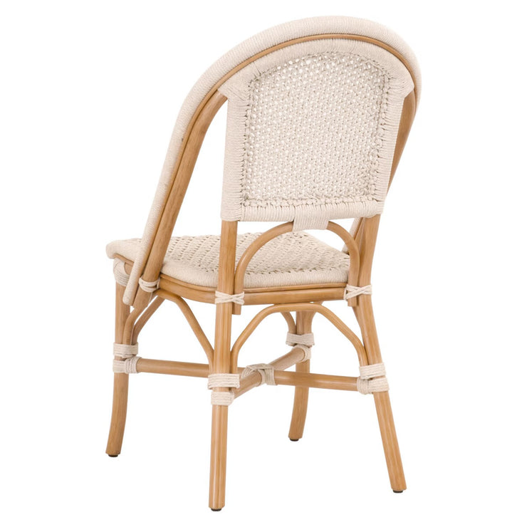 Essentials For Living Brisas Dining Chair ~ Natural & White Flat Rope With Natural Rattan Frame