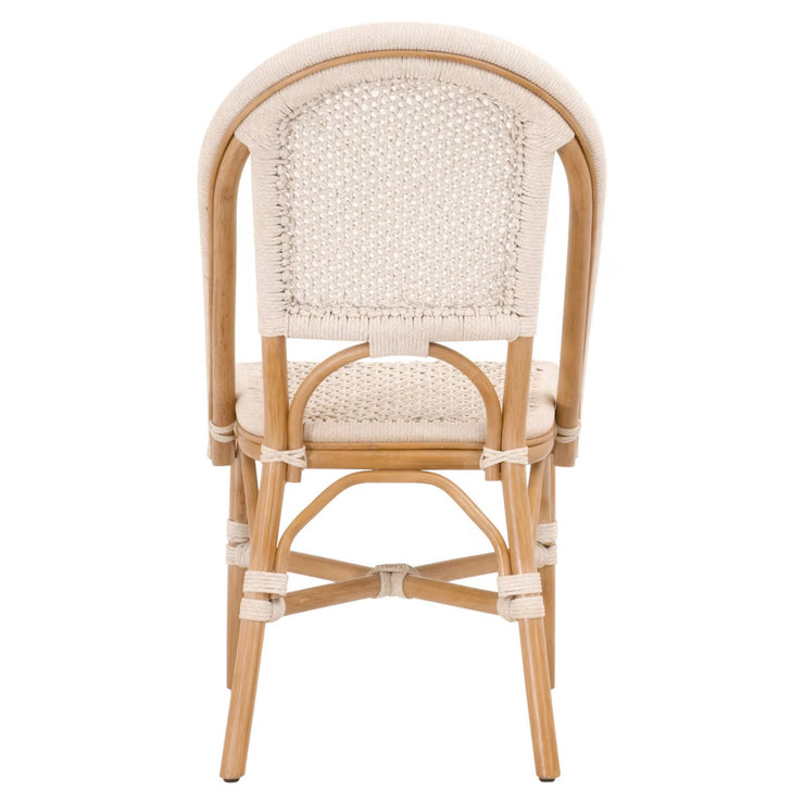 Essentials For Living Brisas Dining Chair ~ Natural & White Flat Rope With Natural Rattan Frame