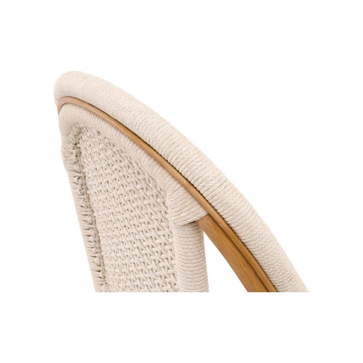 Essentials For Living Brisas Dining Chair ~ Natural & White Flat Rope With Natural Rattan Frame