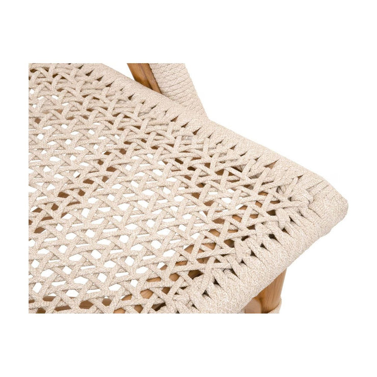 Essentials For Living Brisas Dining Chair ~ Natural & White Flat Rope With Natural Rattan Frame