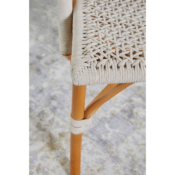 Essentials For Living Brisas Dining Chair ~ Natural & White Flat Rope With Natural Rattan Frame