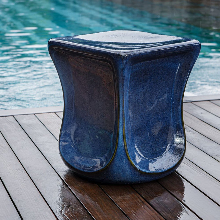 Uttermost Kaz Blue Glazed Garden Stool ~ Indoor And Outdoor Use