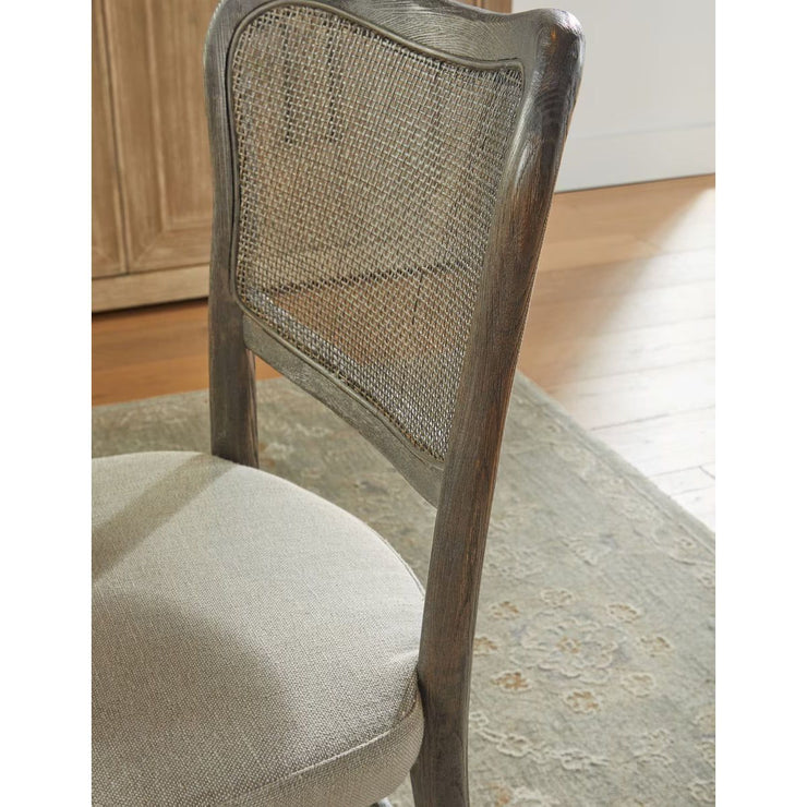 Essentials For Living Cela Dining Chair ~ Bisque With Matte Brown Oak & Matte Brown Cane Frame