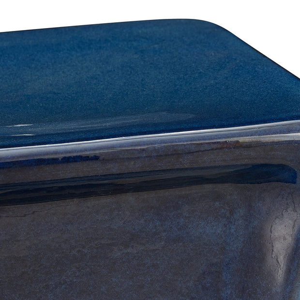 Uttermost Kaz Blue Glazed Garden Stool ~ Indoor And Outdoor Use