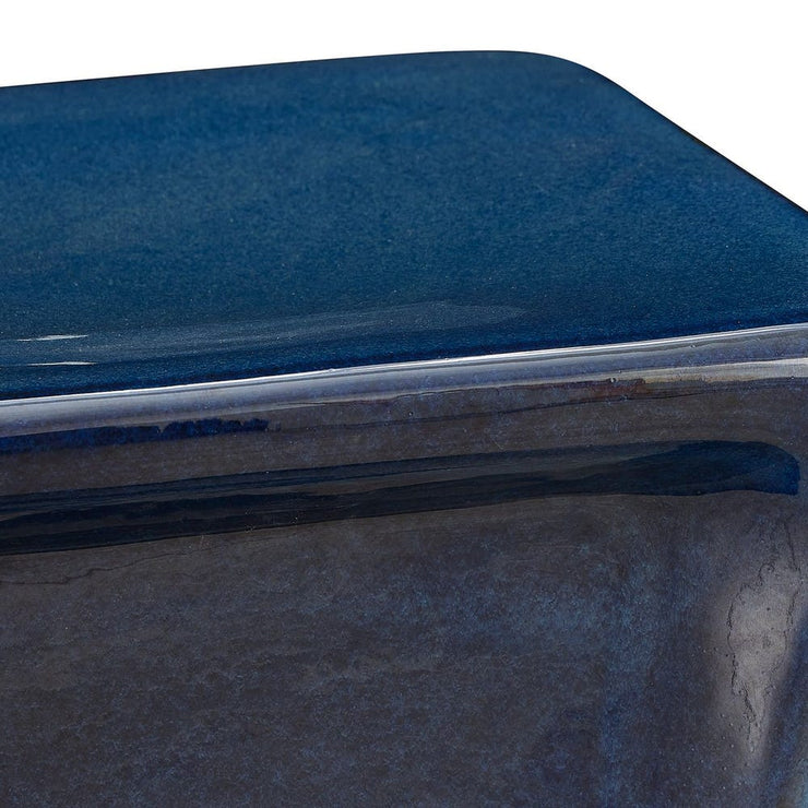 Uttermost Kaz Blue Glazed Garden Stool ~ Indoor And Outdoor Use
