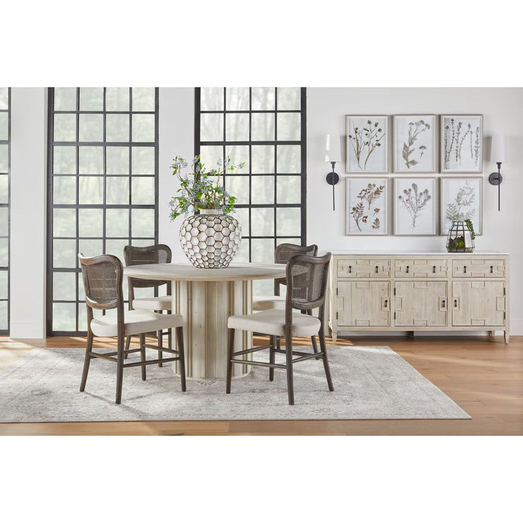 Essentials For Living Cela Dining Chair ~ Bisque With Matte Brown Oak & Matte Brown Cane Frame