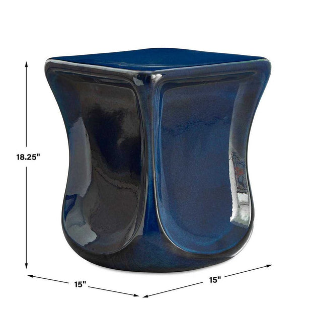 Uttermost Kaz Blue Glazed Garden Stool ~ Indoor And Outdoor Use