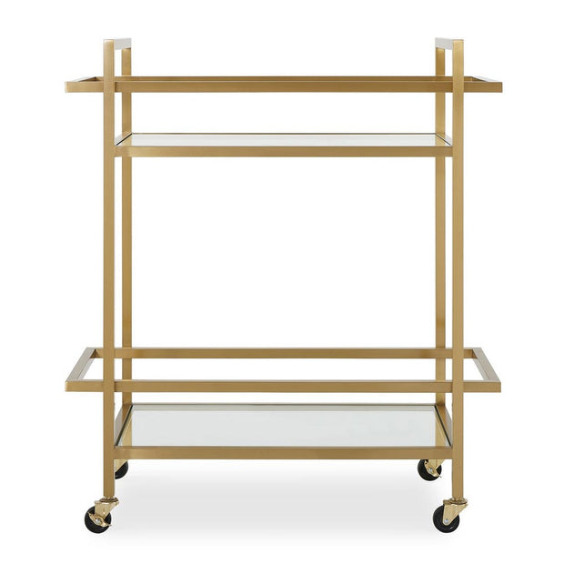 Uttermost Erena Brass Bar Cart With Glass Shelves