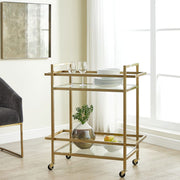 Uttermost Erena Brass Bar Cart With Glass Shelves