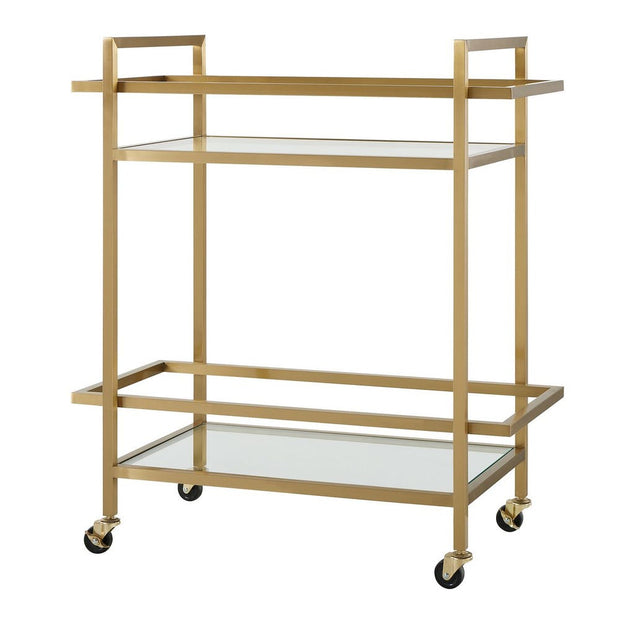 Uttermost Erena Brass Bar Cart With Glass Shelves