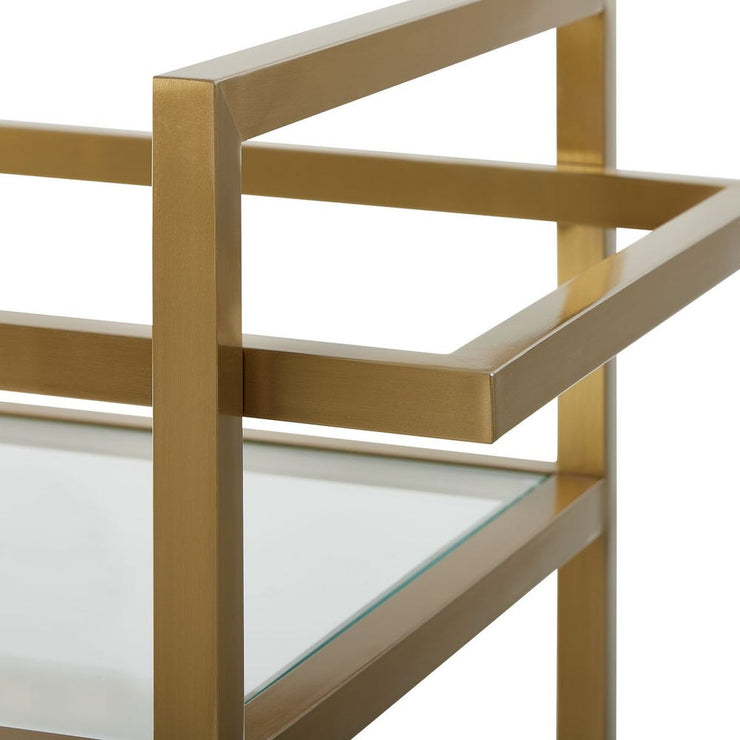 Uttermost Erena Brass Bar Cart With Glass Shelves