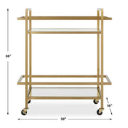 Uttermost Erena Brass Bar Cart With Glass Shelves