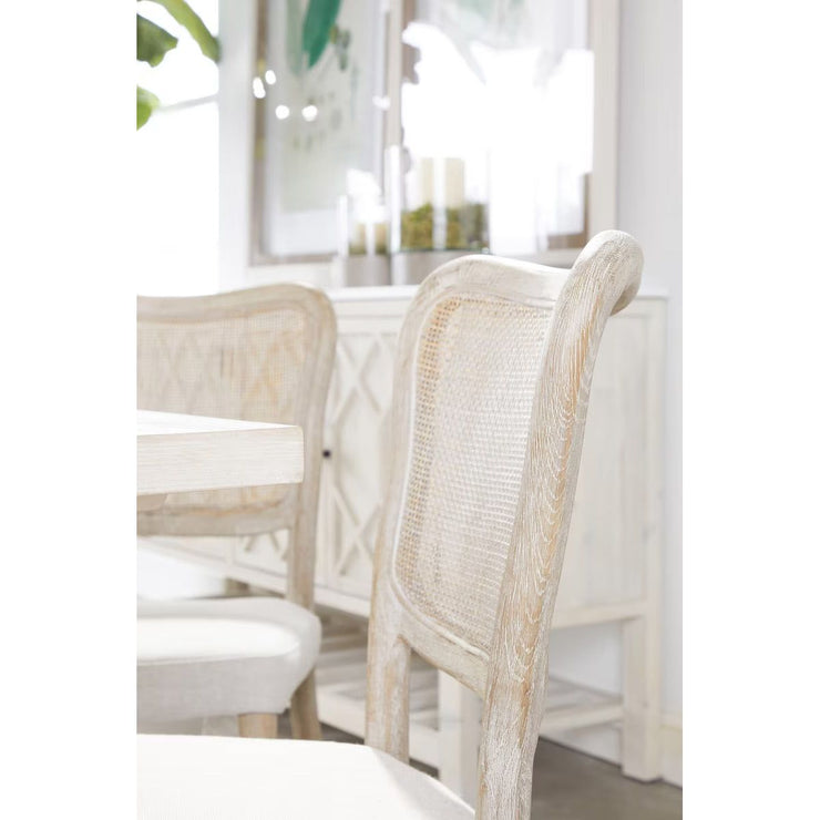 Essentials For Living Cela Dining Chair ~ Bisque With Natural Gray Oak & Natural Gray Cane Frame