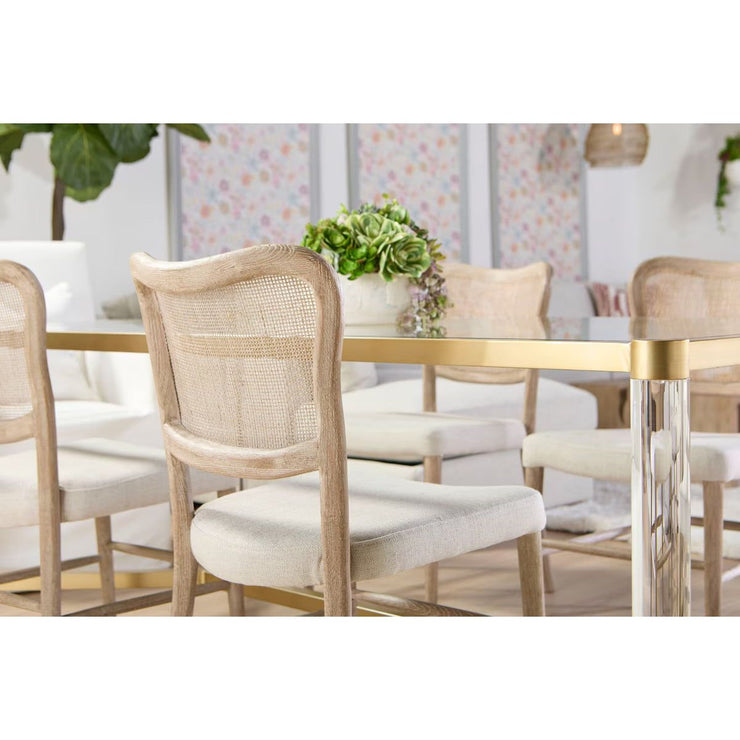 Essentials For Living Cela Dining Chair ~ Bisque With Natural Gray Oak & Natural Gray Cane Frame