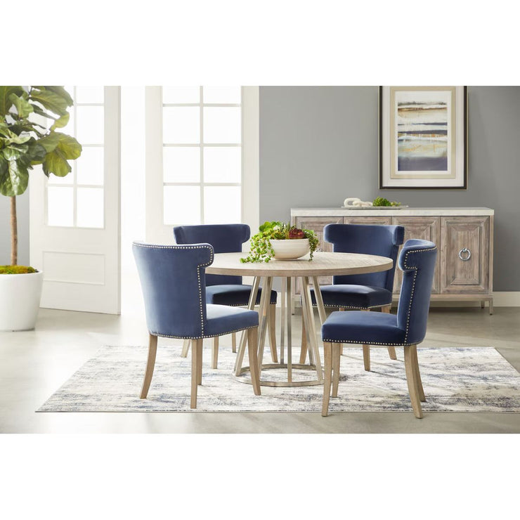Essentials For Living Celina Dining Chair ~ Denim Velvet With Natural Gray Oak Frame