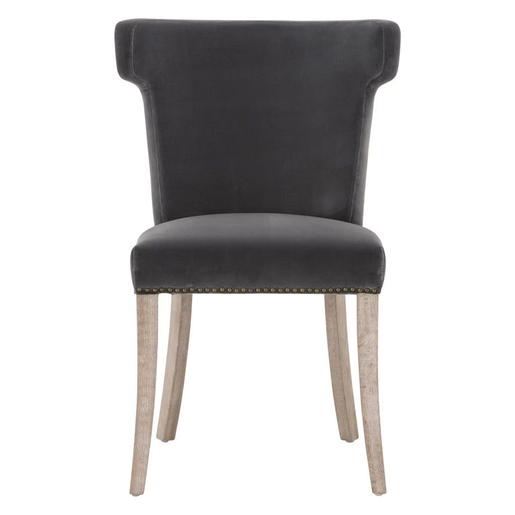 Essentials For Living Celina Dining Chair~ Dark Dove Velvet With Natural Gray Oak Frame