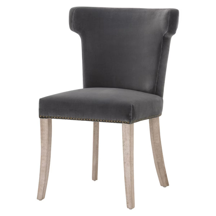 Essentials For Living Celina Dining Chair~ Dark Dove Velvet With Natural Gray Oak Frame