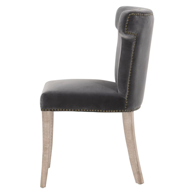 Essentials For Living Celina Dining Chair~ Dark Dove Velvet With Natural Gray Oak Frame