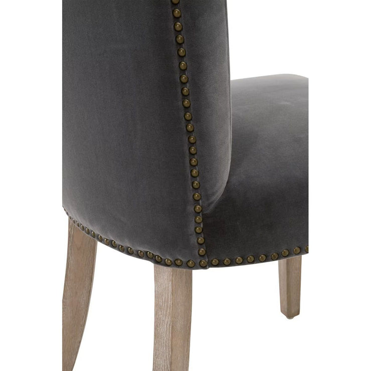 Essentials For Living Celina Dining Chair~ Dark Dove Velvet With Natural Gray Oak Frame