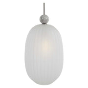 Uttermost Creme Etched Melon Glass Shade With White Marble and Brushed Nickel Finish Pendant