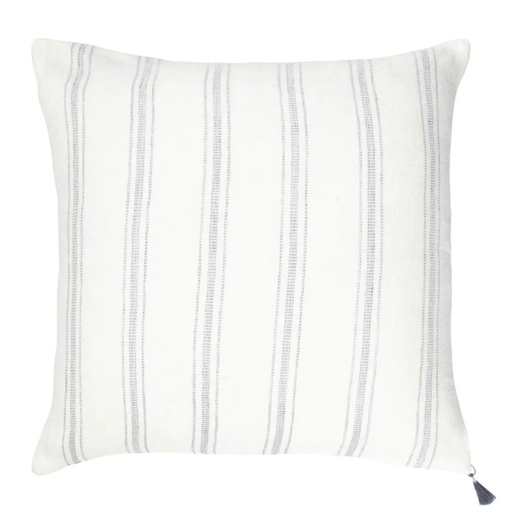 Anaya Home So Soft Linen White with Grey Stripes Pillow 20x20 With Down Insert