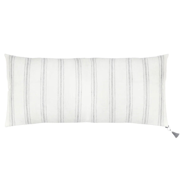 Anaya Home So Soft Linen White with Grey Stripes Pillow 13x30 With Down Insert