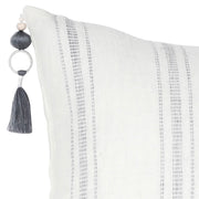 Anaya Home So Soft Linen White with Grey Stripes Pillow 13x30 With Down Insert