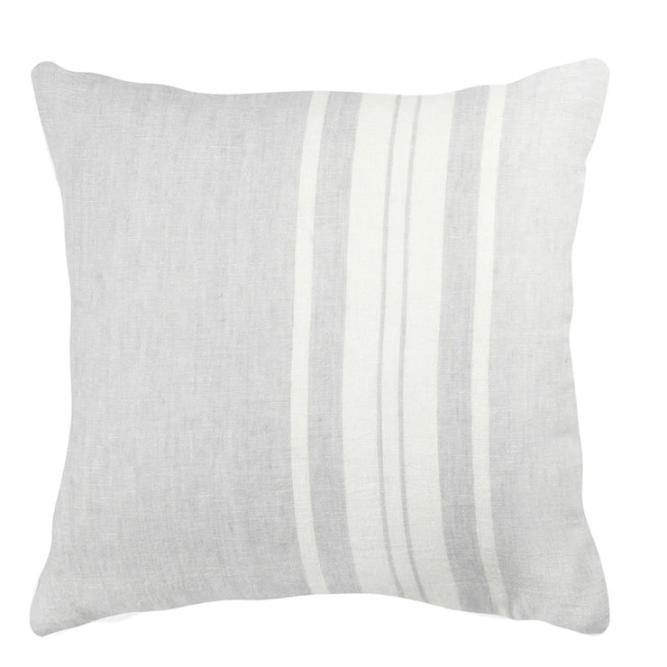 Anaya Home So Soft Linen Light Grey Bold Stripe Pillow 20x20 With Down Insert