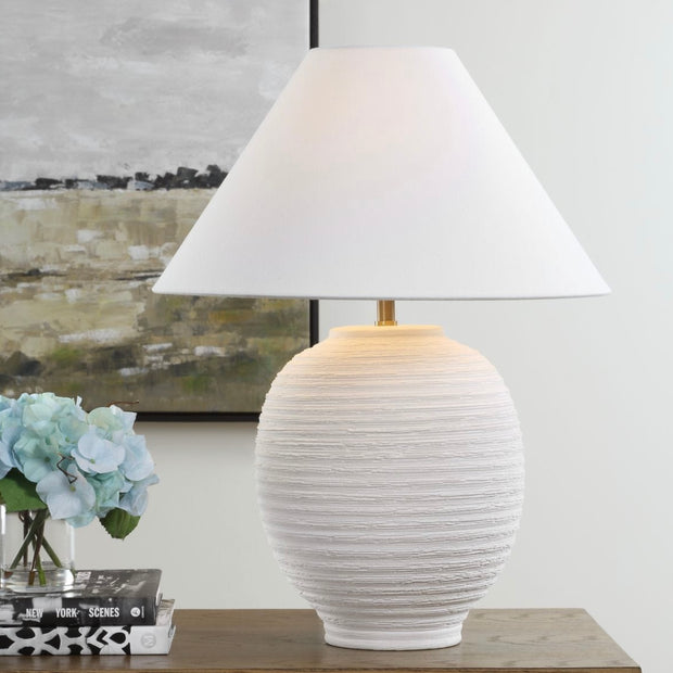 Uttermost Rocio Ceramic Smooth Matte White Table Lamp