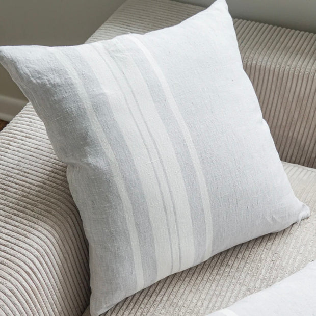 Anaya Home So Soft Linen Light Grey Bold Stripe Pillow 20x20 With Down Insert