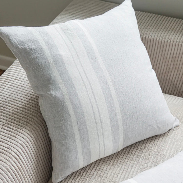 Anaya Home So Soft Linen Light Grey Bold Stripe Pillow 20x20 With Down Insert