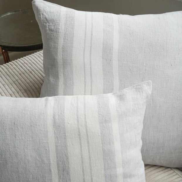 Anaya Home So Soft Linen Light Grey Bold Stripe Pillow 14x20 With Down Insert