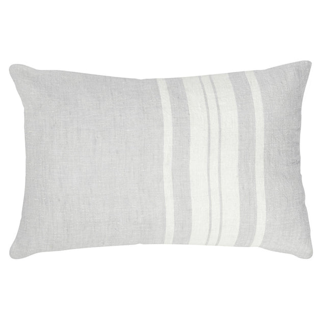 Anaya Home So Soft Linen Light Grey Bold Stripe Pillow 14x20 With Down Insert