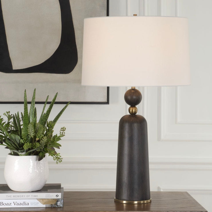 Uttermost McQuinn Dark Walnut With Antique Brass Table Lamp